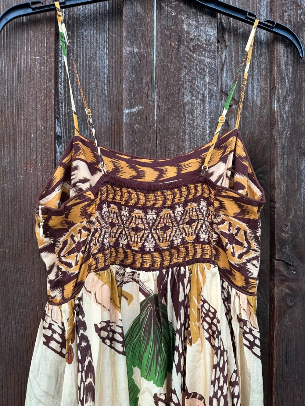 Farm Rio Tropical Foliage Print Maxi Dress Smocked Back Boho Resort Size M - Picture 4 of 6